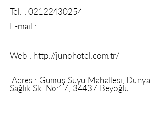 Juno Taksim Hotel iletiim bilgileri